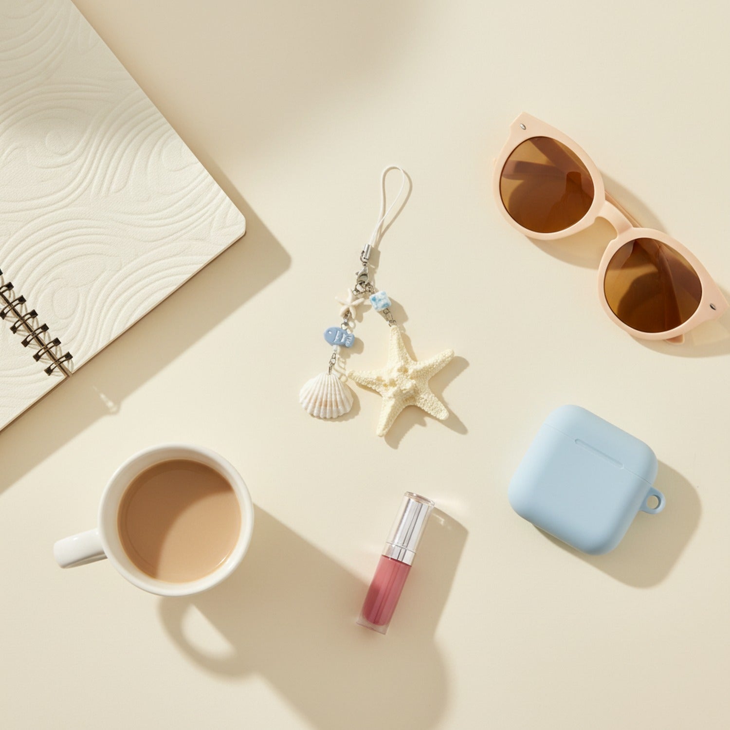 Ocean Starfish Charm Keyring With Shell Accents