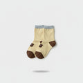 Cream Cow Face Crew Socks With Brown Trim