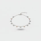 Silver Flower Charm Bracelet With Rose Gold Accents