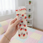 Strawberry Cream Socks With Ruffle Trim