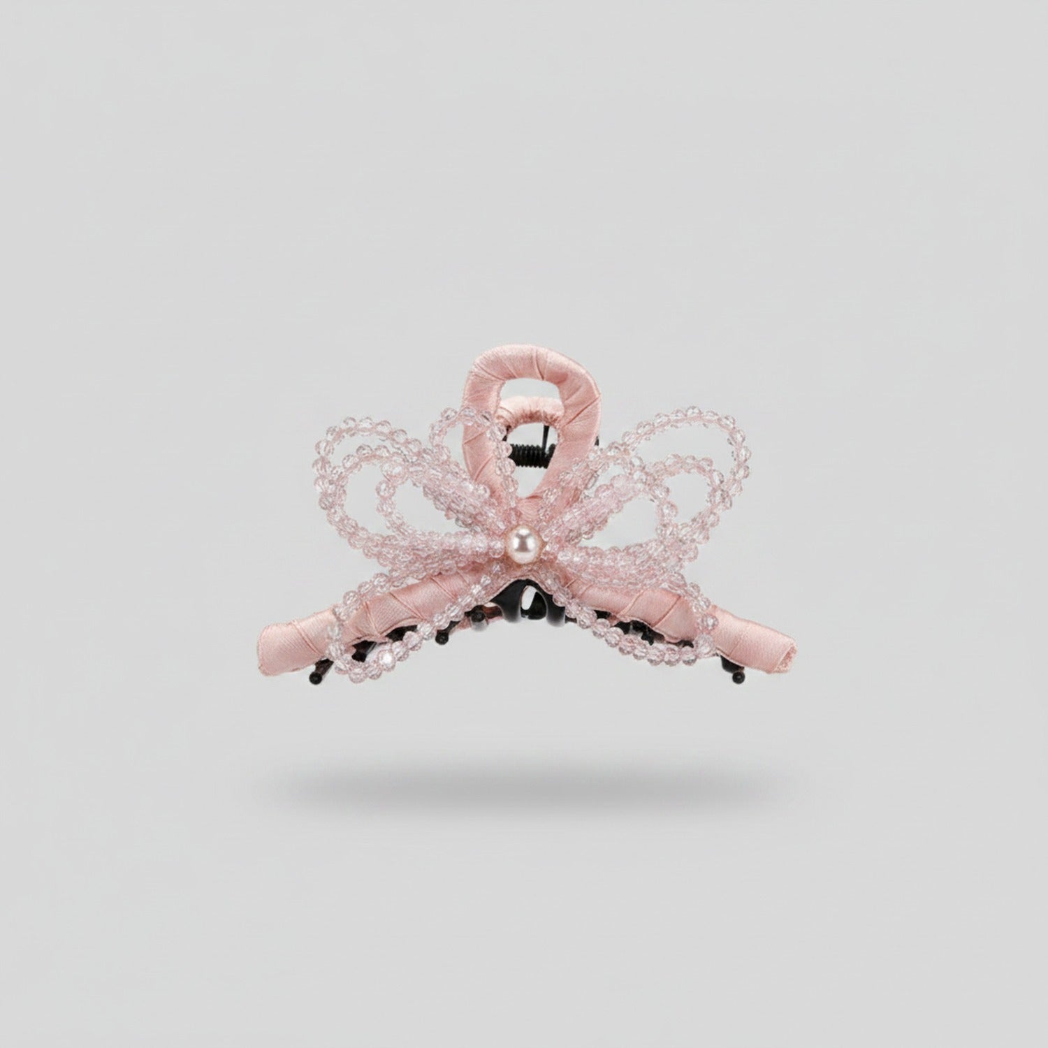 Pink Beaded Butterfly Hair Claw With Pearl