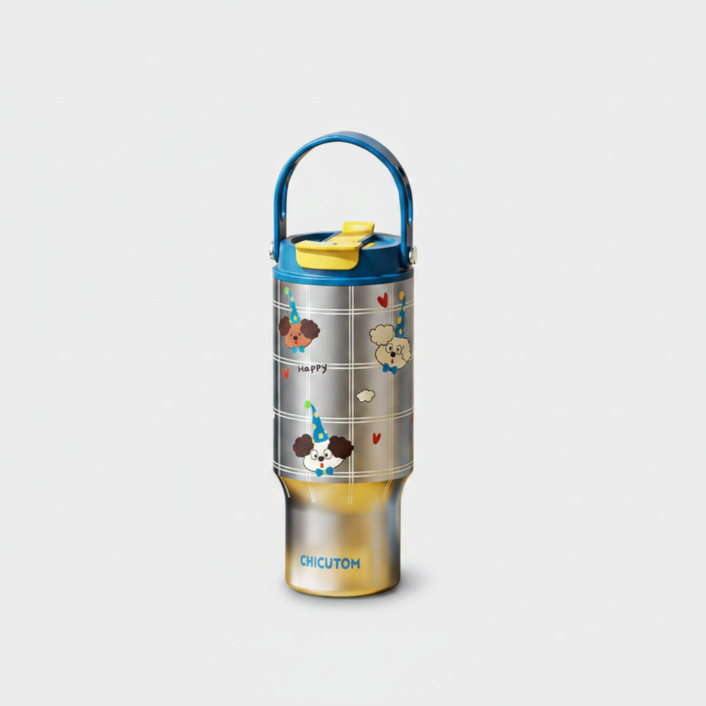 Stainless Steel Insulated Tumbler with Happy Character Design