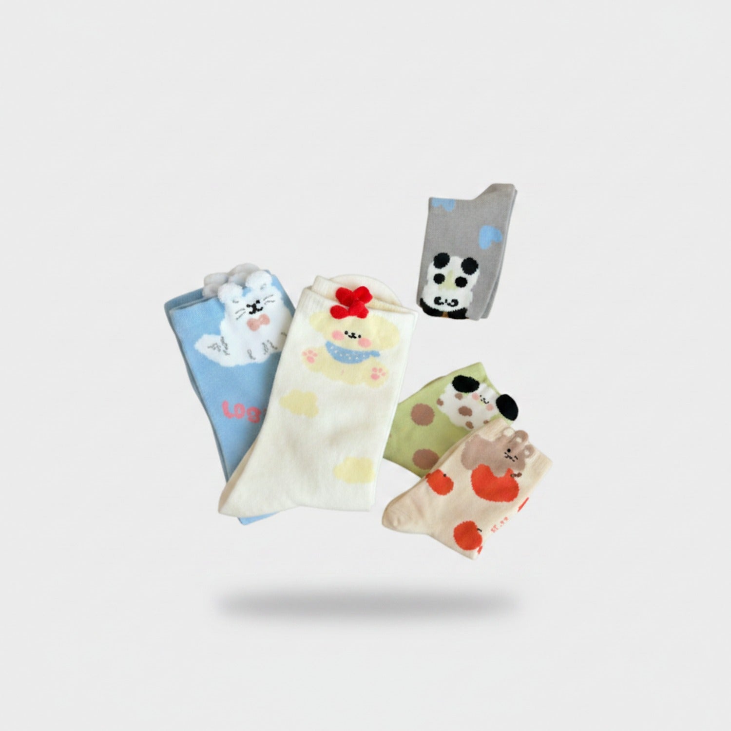 Cute Character Socks With Embroidered Faces Pack