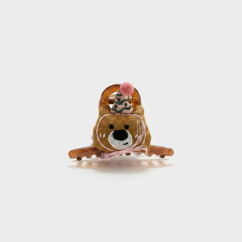 Bear Hair Claw With Pink Pom Charm