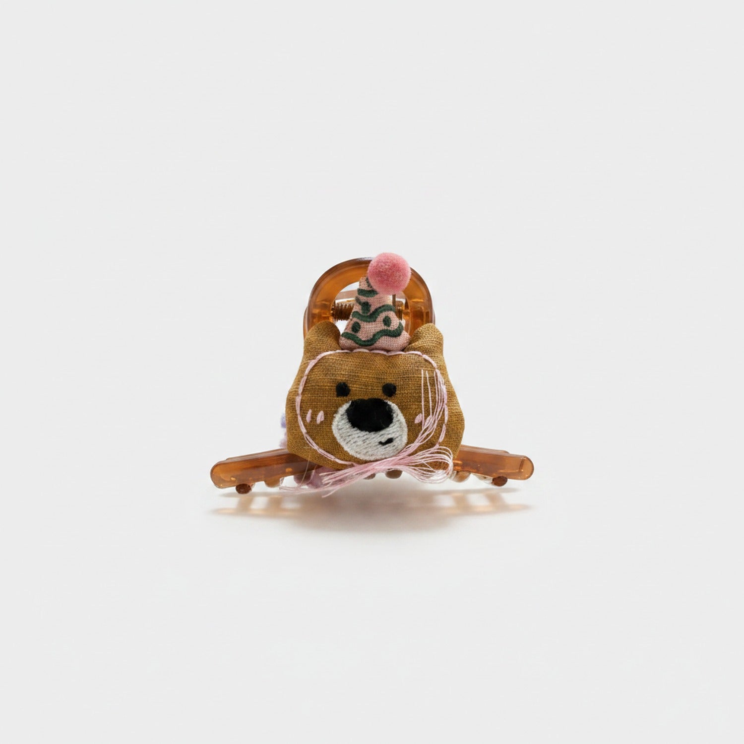 Bear Hair Claw With Pink Pom Charm