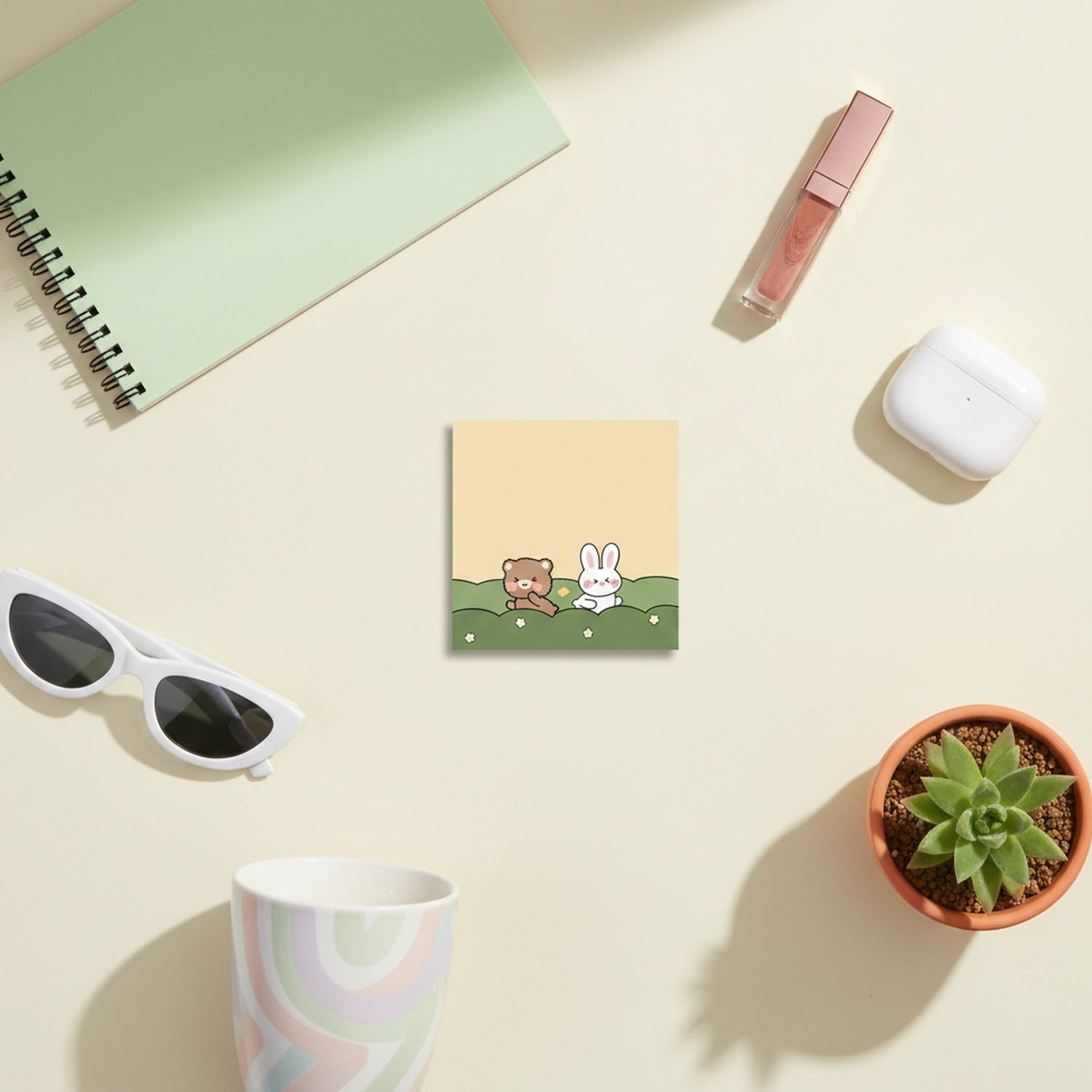 Cute Bear Bunny Sticky Notes Pad
