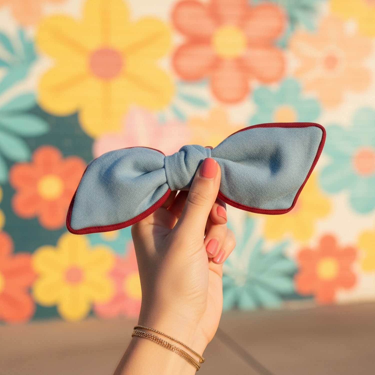 Light Blue Ribbon Bow Hair Claw Clip