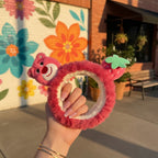 Pink Fuzzy Bear Flower Hairband