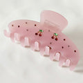 Pink Cherry Rhinestone Hair Claw Clip