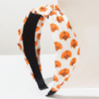 Orange Floral Padded Headband With Black Trim