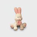 Cream Bunny Plush Toy With Pink Bow