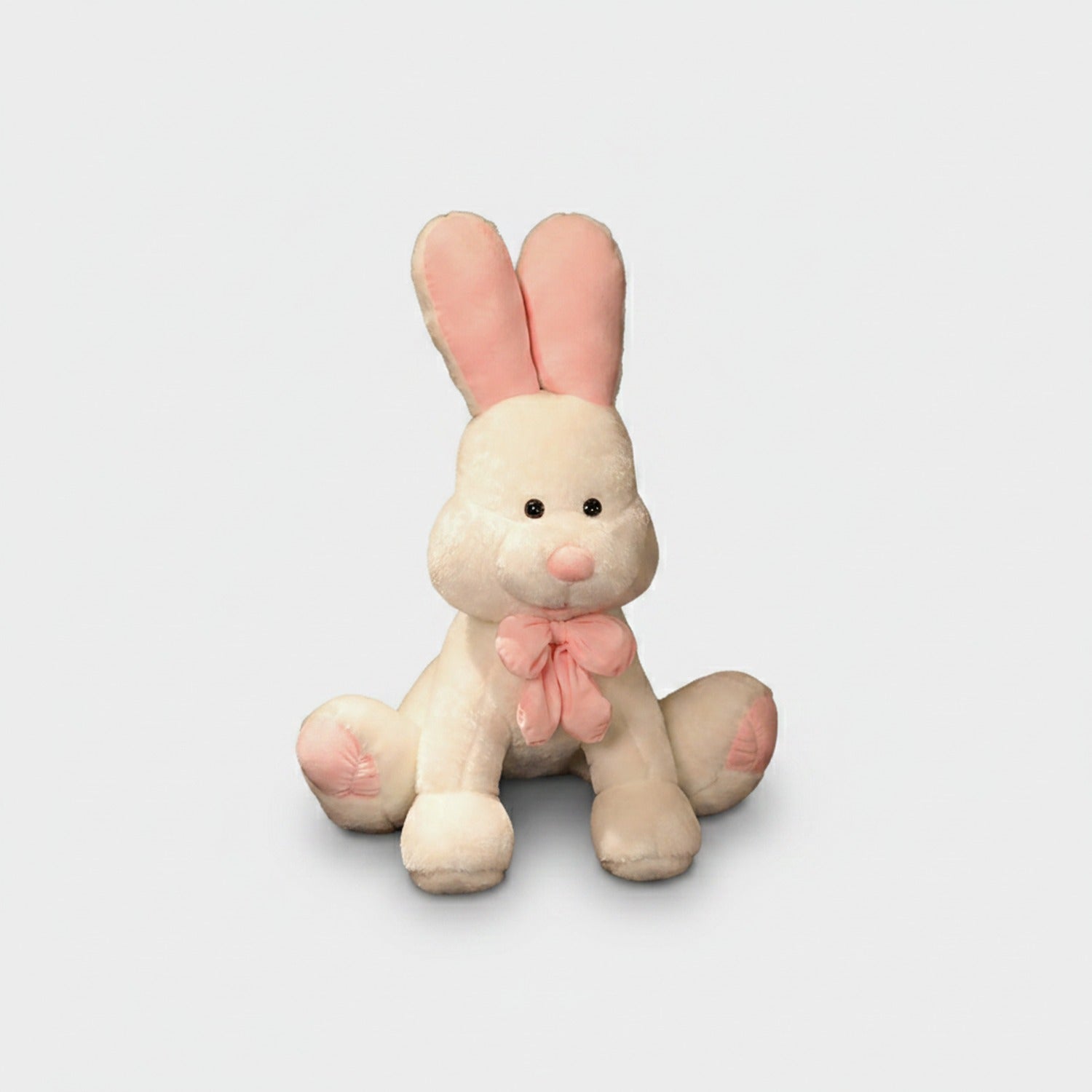 Cream Bunny Plush Toy With Pink Bow