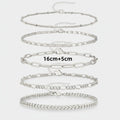 Silver Chain Link Bracelet Set Six Piece