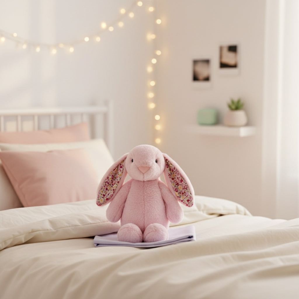 Pink Floral Bunny Plush Toy With Flower Ears
