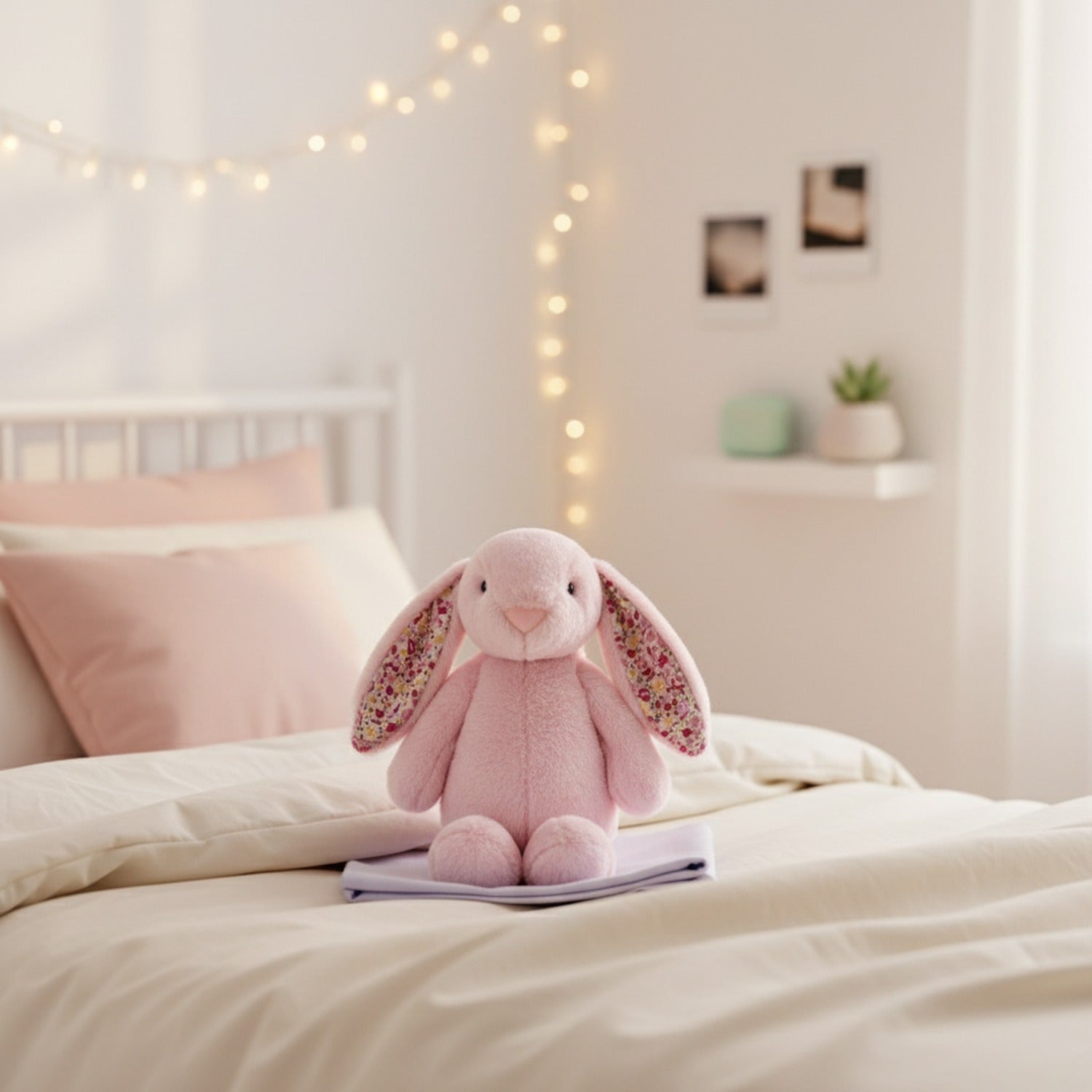 Pink Floral Bunny Plush Toy With Flower Ears