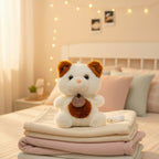 Cute White Plush Bear With Brown Charm