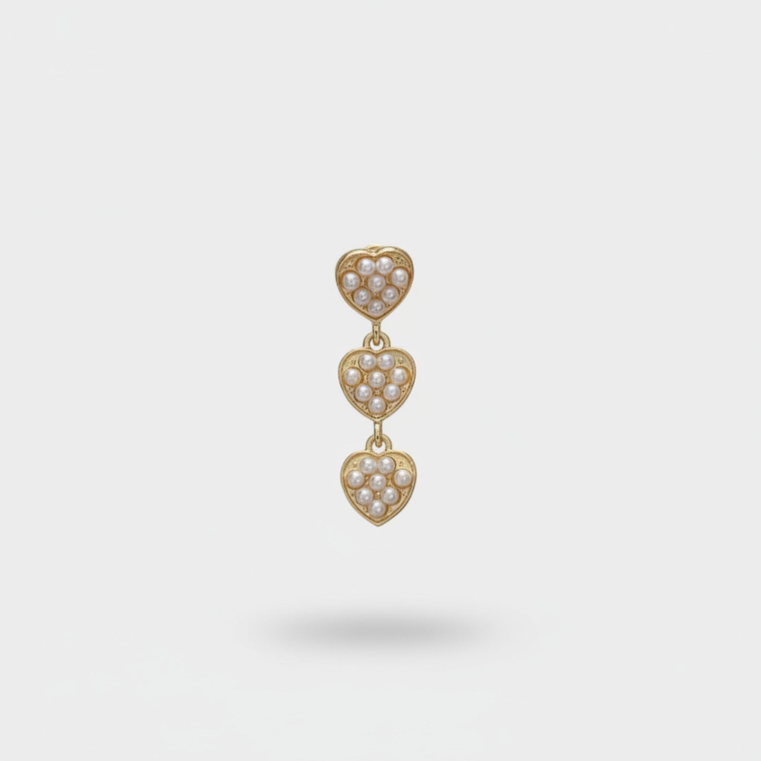 Pearl Heart Drop Chandelier Earrings Gold