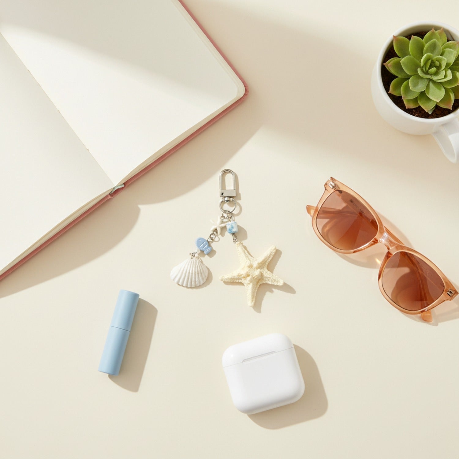 Starfish Shell Charm Acrylic Keyring Set