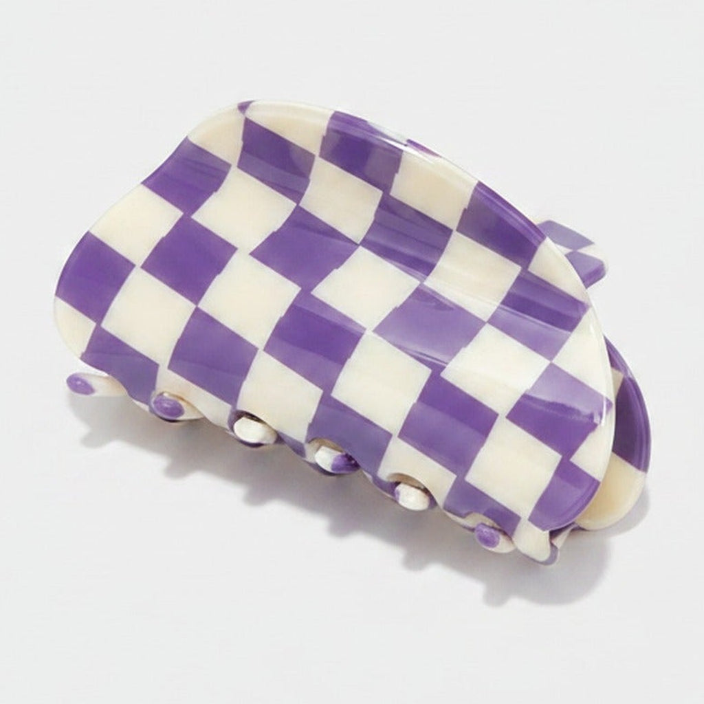 Hair Claws - Purple Grid 8.5cm – hair accessories (view 1)