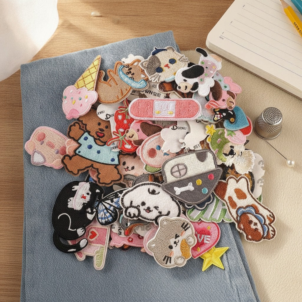 Fabric Keychain DIY Kit Set - Random Patches 10-Pack (Refill)
