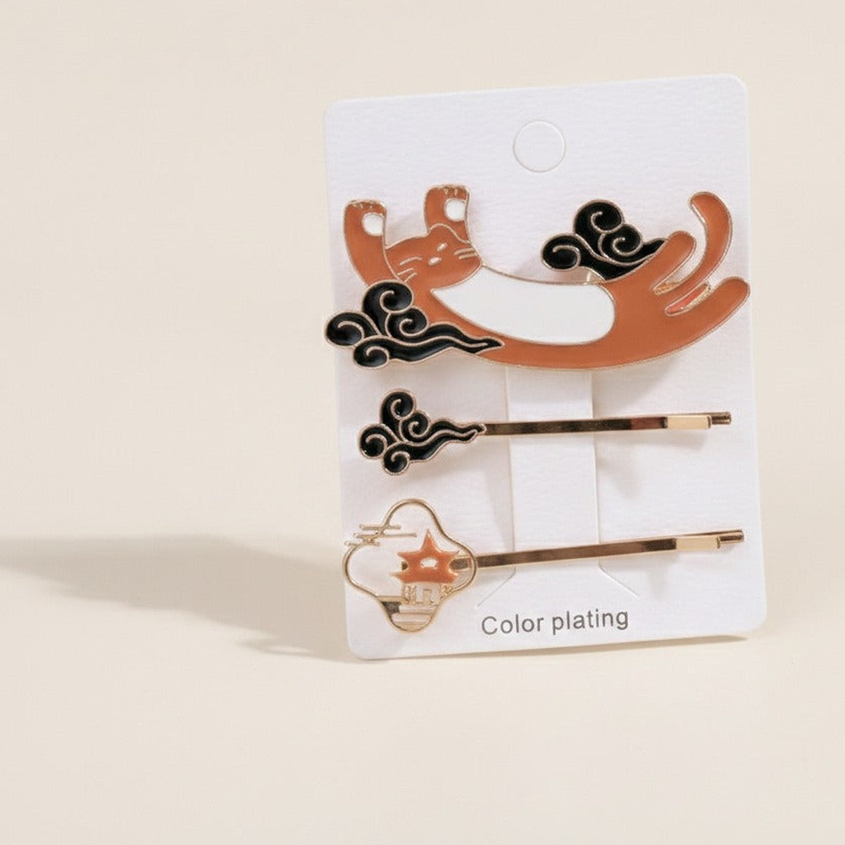 Vintage Asian Cloud Hair Clips Set With Black Details – hair accessories (view 1)