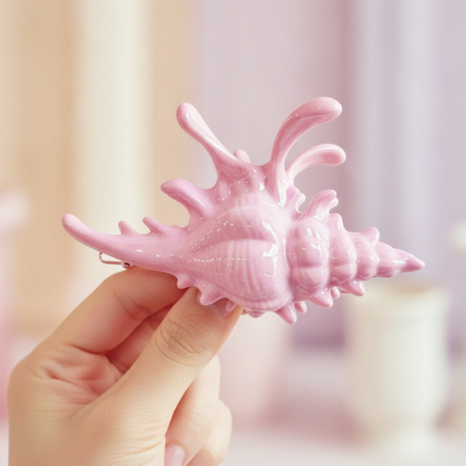 Shell Claw Hair Clip - Hot Pink