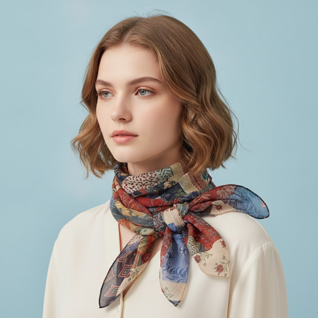 Paisley Bandana Scarf - Cream