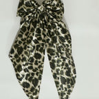 Leopard Bow Hair Claw - Dark Green Leopard