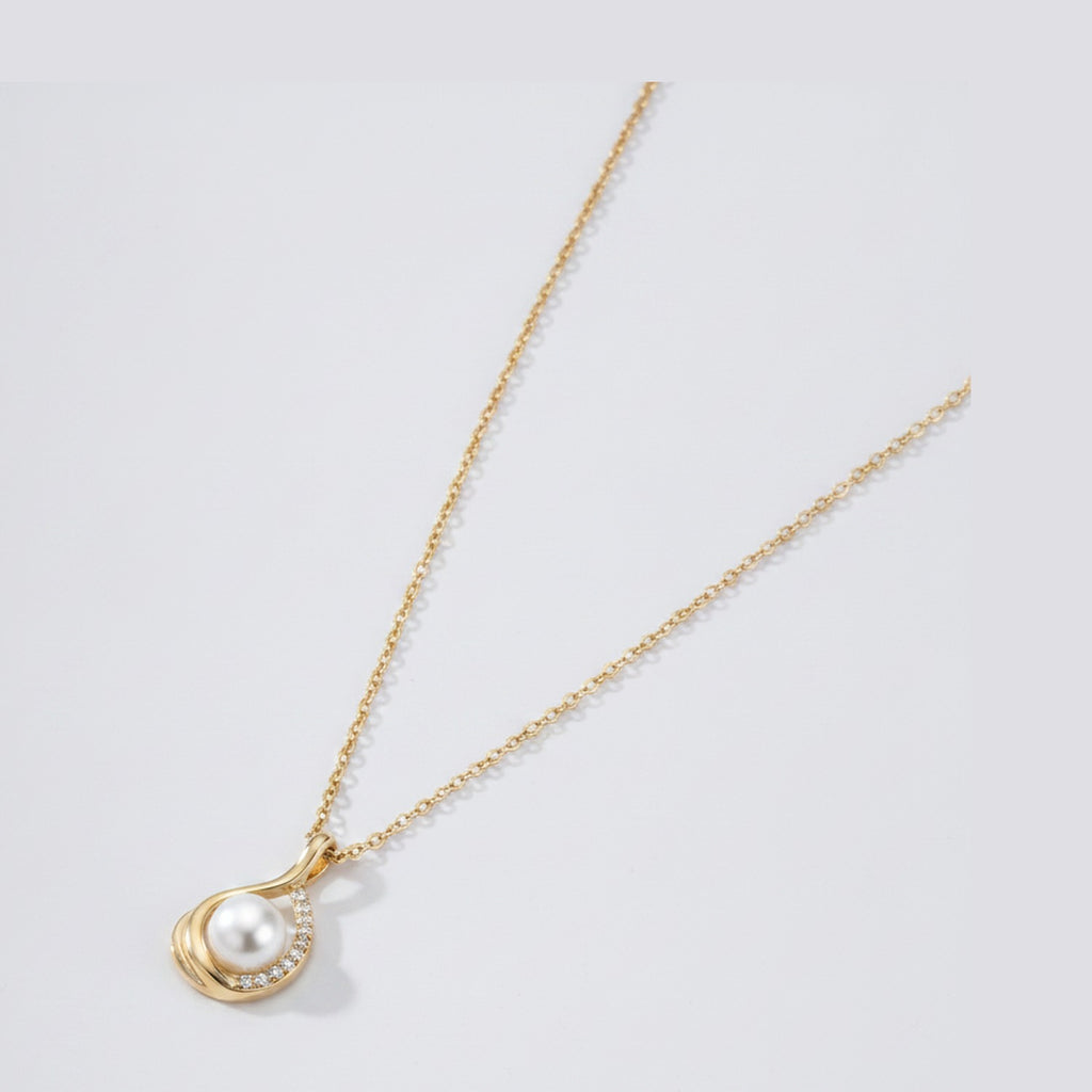 Pearl Teardrop Gold Chain Necklace – jewelry (view 1)
