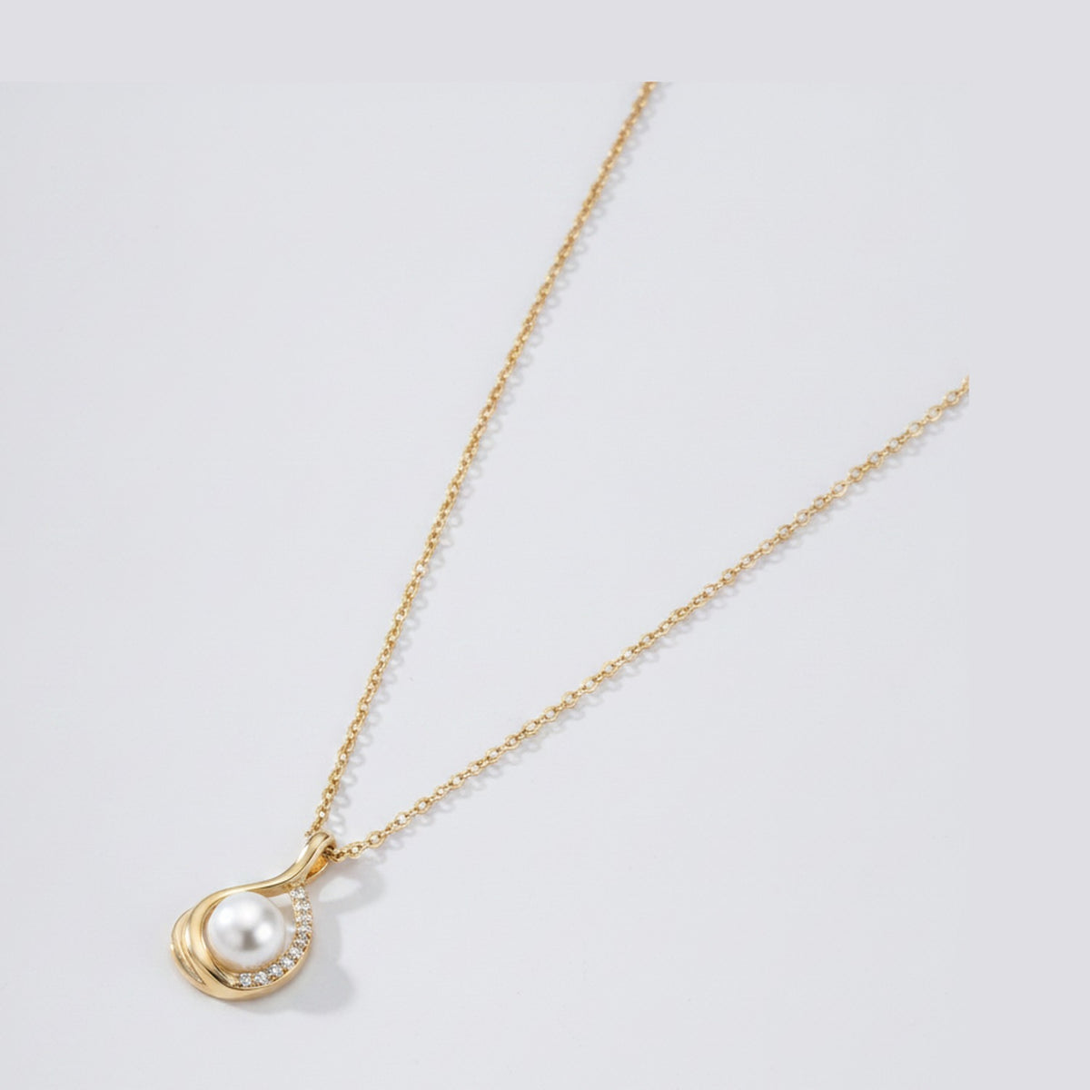 Pearl Teardrop Gold Chain Necklace – jewelry (view 1)