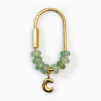 Beaded Initial Bag Charm - Sage Bead