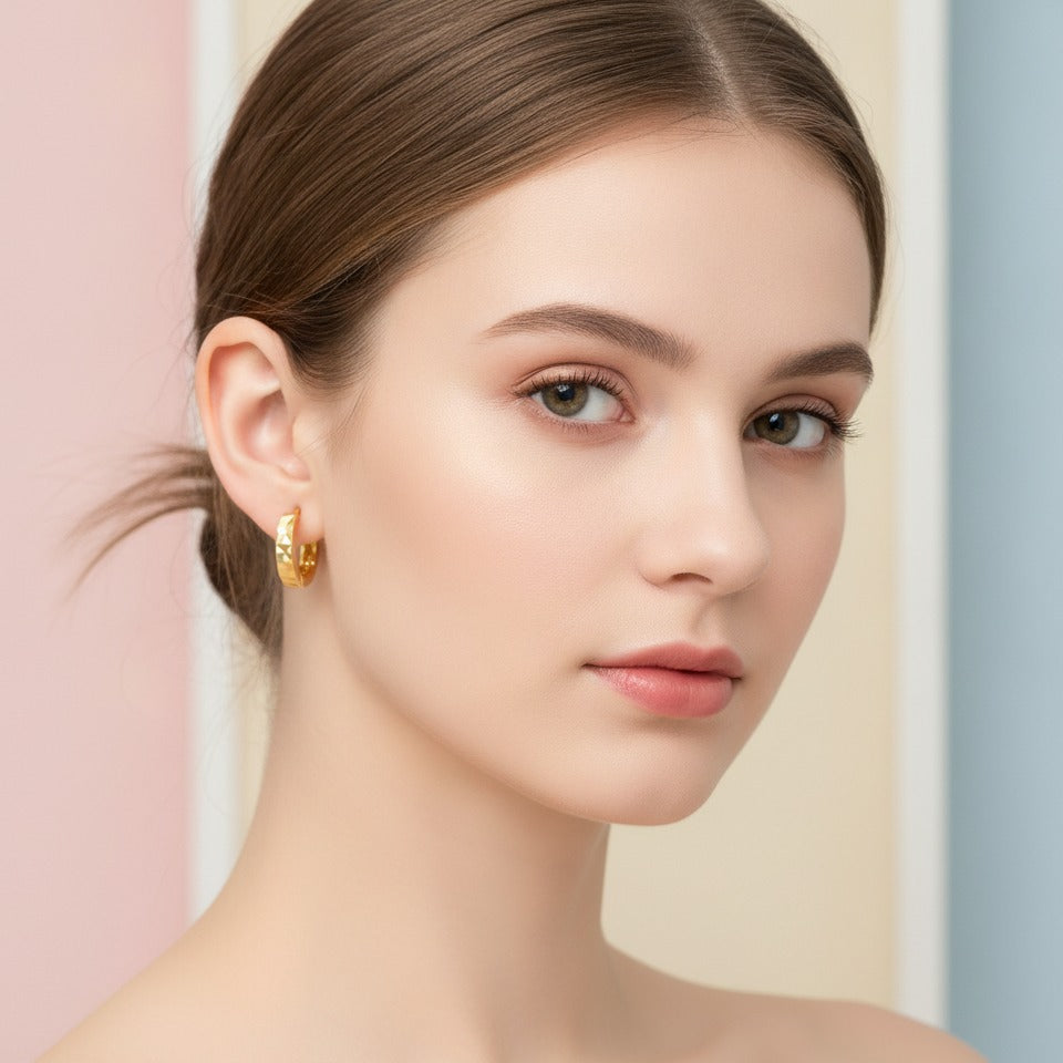 Faceted Mini Hoop Earrings - Gold