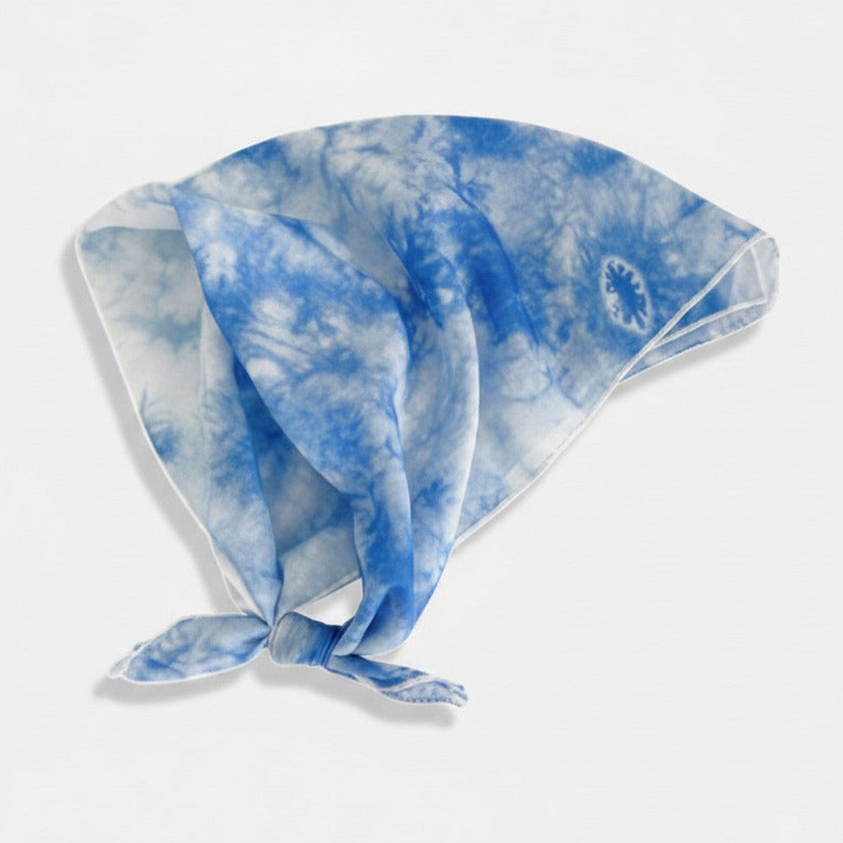 Embroidered Floral Mini Bonnet Headwrap - Blue Tie Dye