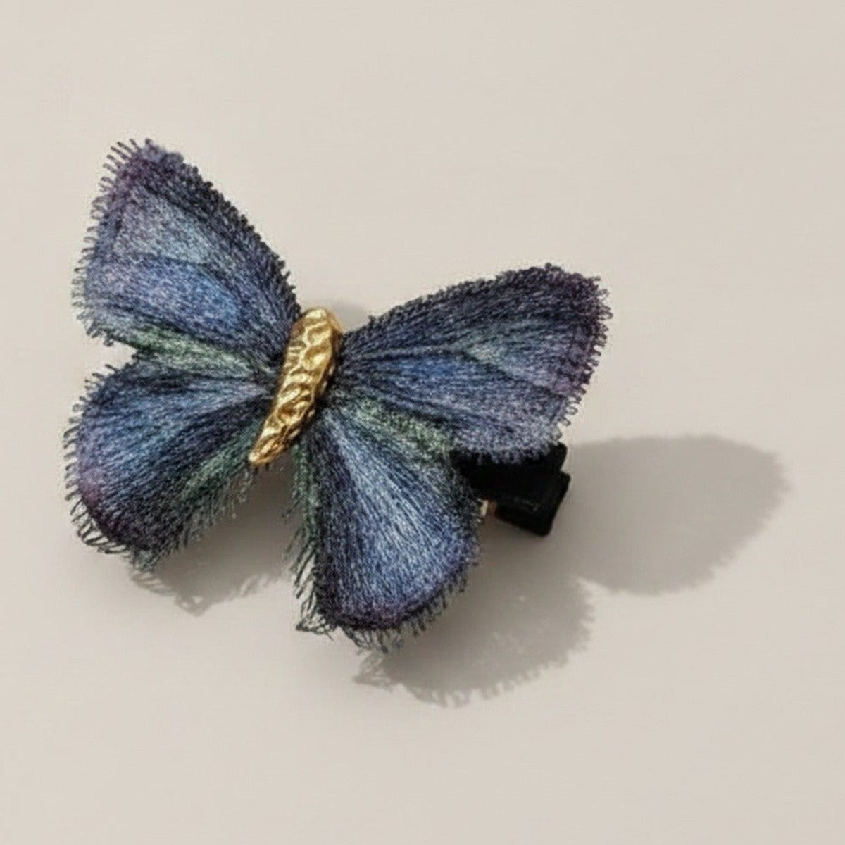Butterfly Hair Clip Gold Black Embroidered – hair accessories (view 1)