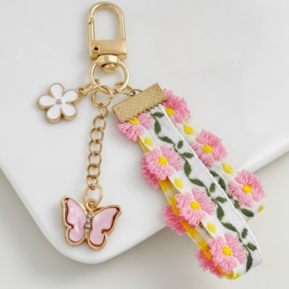 Daisy Charm Keychain - Pink Butterfly