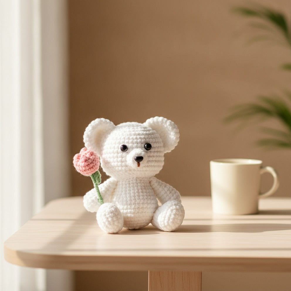 DIY Crochet Frog Amigurumi Kit - White Bear