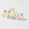 Heart Charm Hair Claw Clip - Beige Heart Claw Clip #F-644 – hair accessories (view 1)