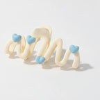 Heart Charm Hair Claw Clip - Beige Heart Claw Clip #F-644 – hair accessories (view 1)
