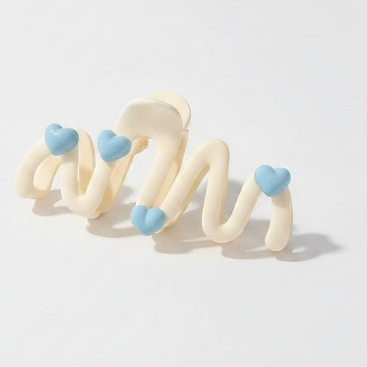 Heart Charm Hair Claw Clip - Beige Heart Claw Clip #F-644 – hair accessories (view 1)