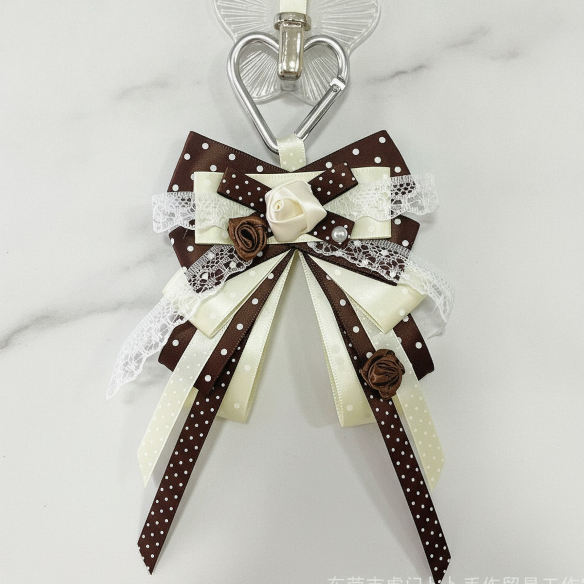 Rosette Ribbon Bow Bag Charm - Yellow