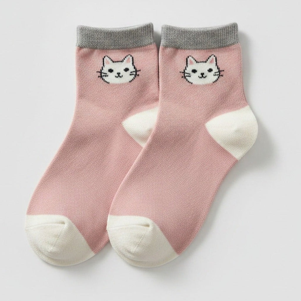 Pink Cat Face Ankle Socks – apparel accessories (view 1)