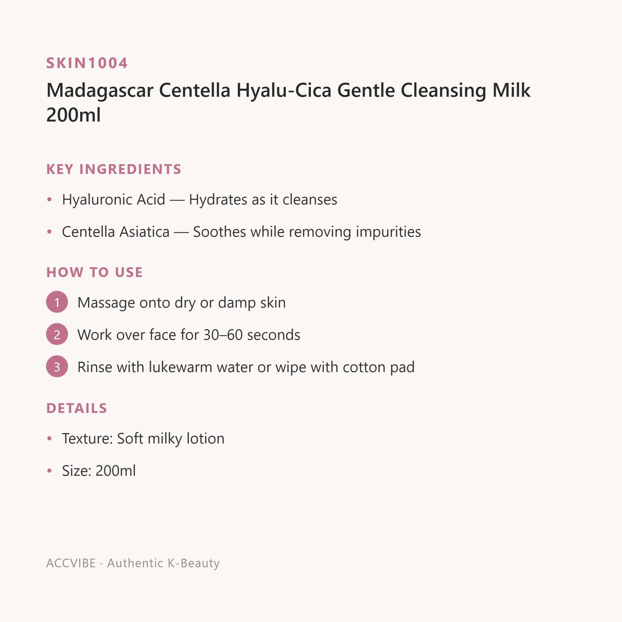 Madagascar Centella Hyalu-Cica Gentle Cleansing Milk 200ml