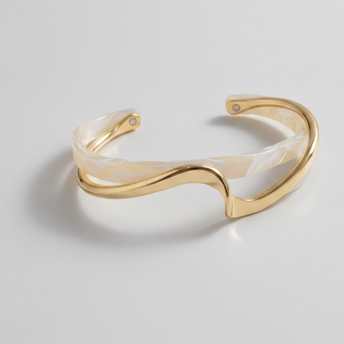 Twisted Gold And Pearl Cuff Bracelet – jewelry (view 1)