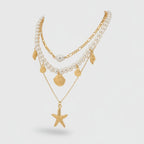 Beaded Ocean Charm Layered Necklace - Type 3