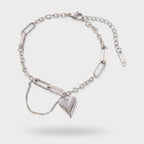 Silver Heart Charm Chain Bracelet – jewelry (view 1)