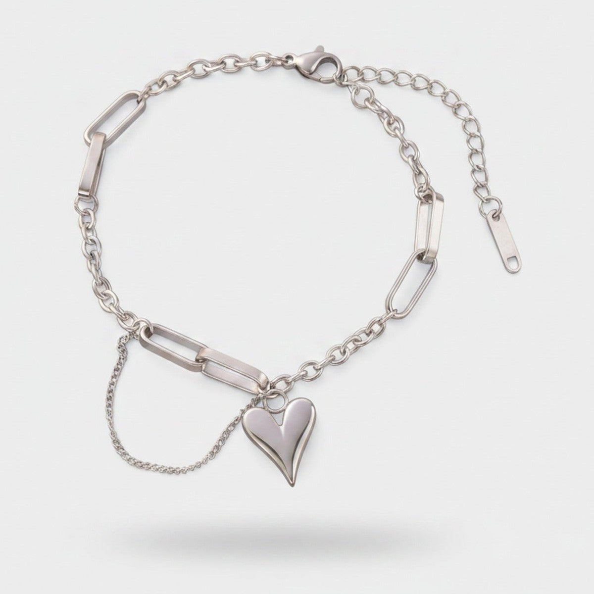 Silver Heart Charm Chain Bracelet – jewelry (view 1)