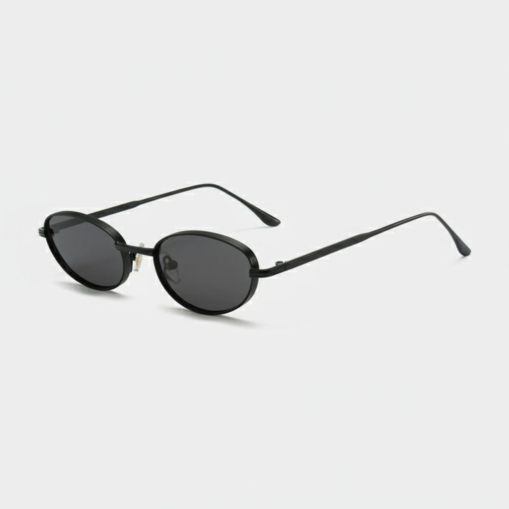 Black Oval Metal Frame Sunglasses – eyewear (view 1)