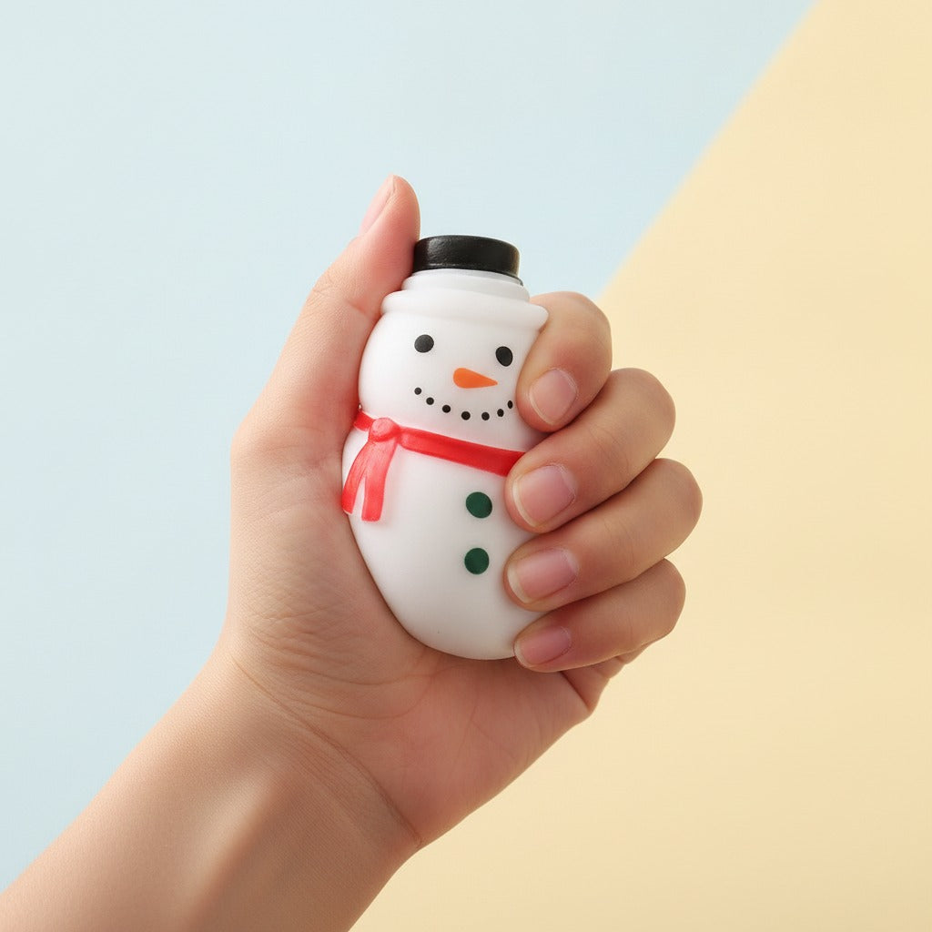 Snowman Pom-Pom Squishy - Classic Snowman - squeeze in hand