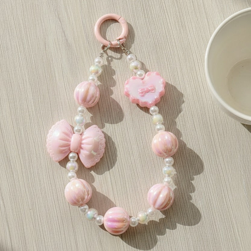 Beaded Charm Keychain - Pink