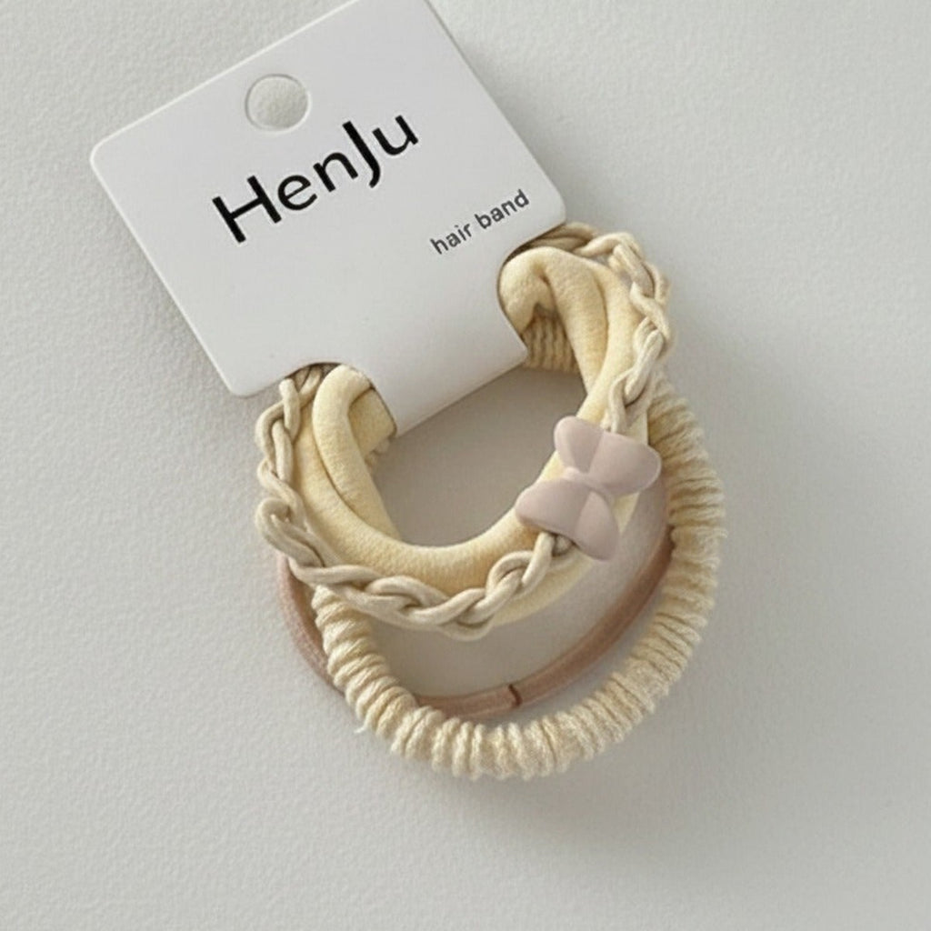 Cream Braided Rope Hair Scrunchie Set – hair accessories (view 1)
